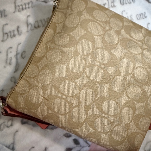 Coach PVC Leather North South Crossbody Stripe Light Khaki/Pink preowned - Picture 9 of 16